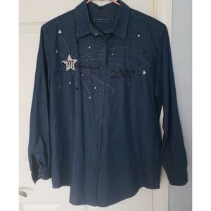 Karen Scott Denim long sleeve Millennium shirt Size Large